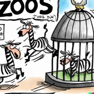 DALL·E 2023-02-04 15.48.29 – zoo animals outside cages free happy and excited Dr. Seuss style drawings-compressed