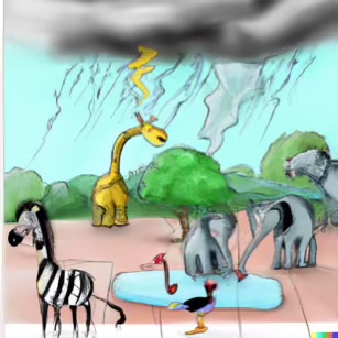 DALL·E 2023-02-04 15.49.28 – Dr. Seuss Style drawings a zoo full of animals a thunderstorm hit.”-compressed