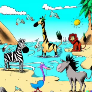 DALL·E 2023-02-04 15.53.31 – zoo animals on a beautiful beach Dr. Seuss style drawings-compressed